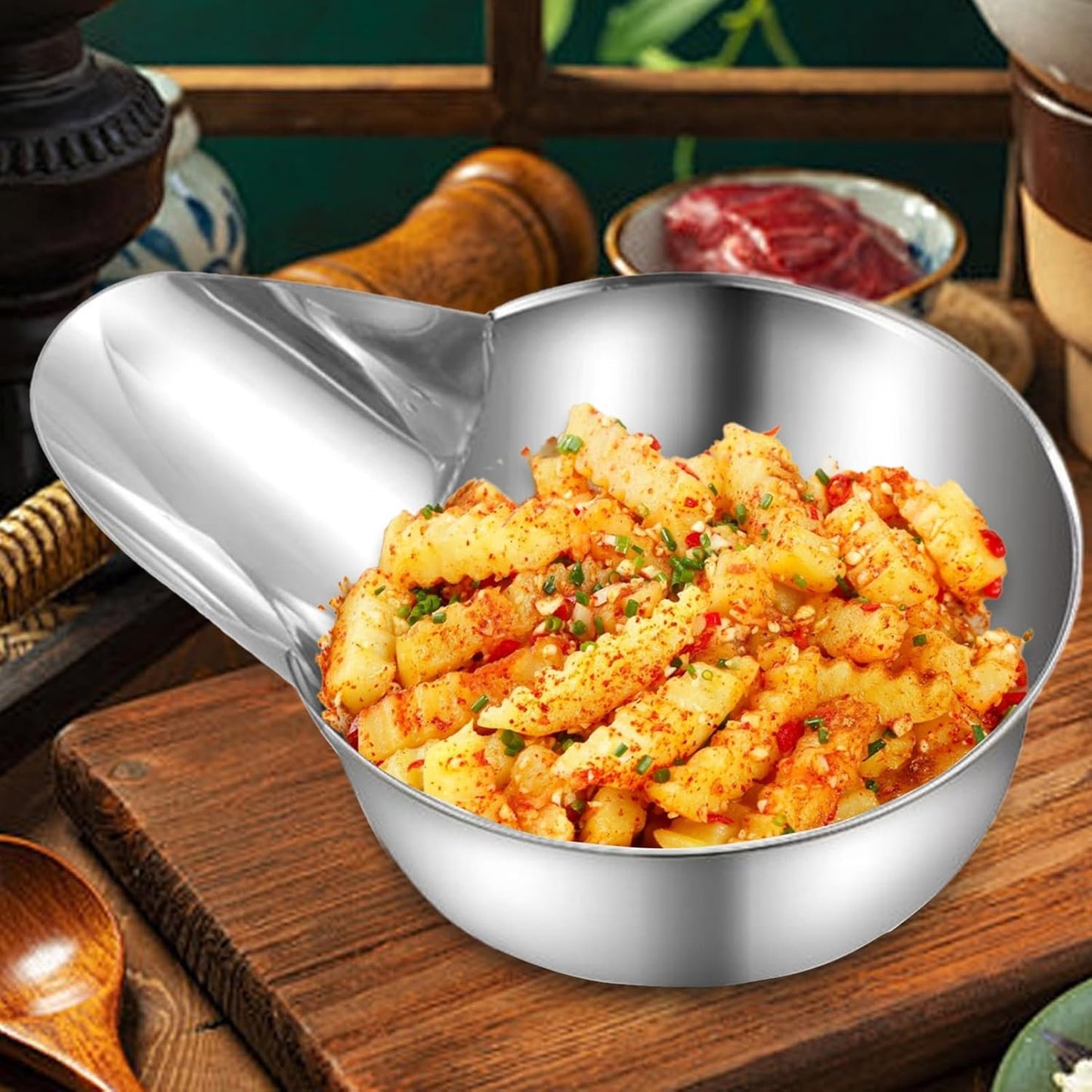 Fried Food Serving Scoop - Meal Prep Utensil, Metal Dinnerware Aid | Multipurpose Sauce Saucer, Inclined Veneer Tool With Work Kitchen , Disp