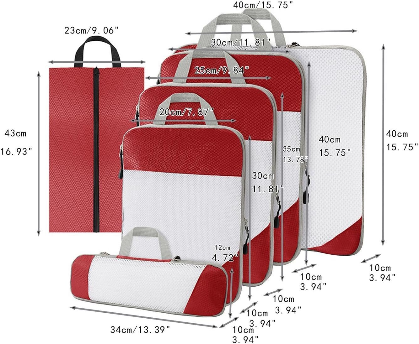 Gralara Ultimate Travel Packing Cubes Set for Seamless Organization, Red