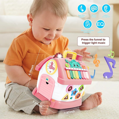 Montessori Toys for 1+ Year Old Girl - Toddler Toys Age 1-2, 8-in-1 Toys with Sound/Lights/Music/Clock/Telephone/Car, Smart Learning Home