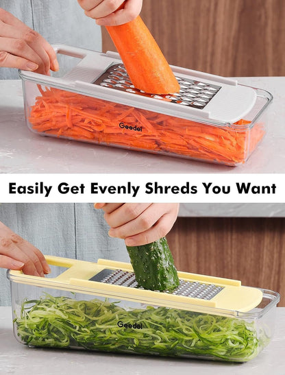 Geedel Mandoline Slicer for Kitchen, Potato Onion Slicer Vegetable Cutter, Cheese Grater Carrot Shredder Zucchini Julienner for Veggies, Cheese, Fruit, Salad
