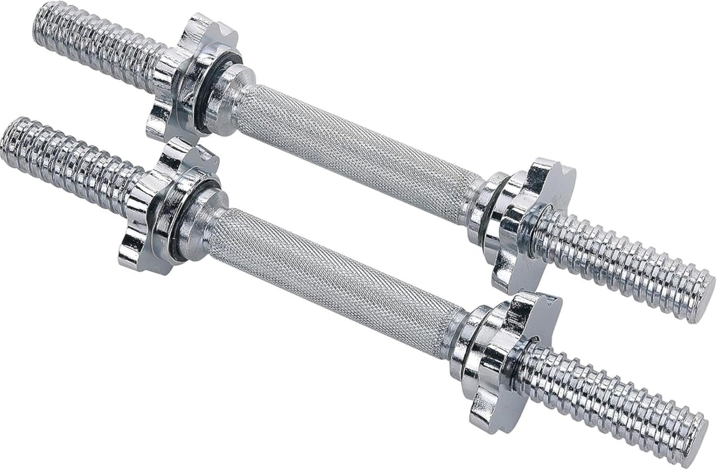 Sunny Health & Fitness 35.5 cm Threaded Chrome Dumbbell Bar Set, Adjustable Dumbbell Bar Handles with Star Lock Collars, Fit 25mm Standard Plates - STDBH-14