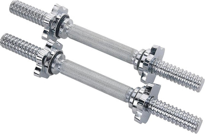 Sunny Health & Fitness 35.5 cm Threaded Chrome Dumbbell Bar Set, Adjustable Dumbbell Bar Handles with Star Lock Collars, Fit 25mm Standard Plates - STDBH-14