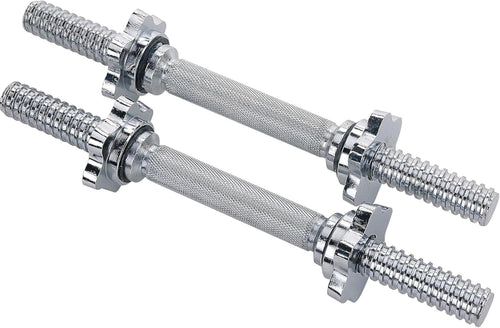 Sunny Health & Fitness 35.5 cm Threaded Chrome Dumbbell Bar Set, Adjustable Dumbbell Bar Handles with Star Lock Collars, Fit 25mm Standard Plates - STDBH-14