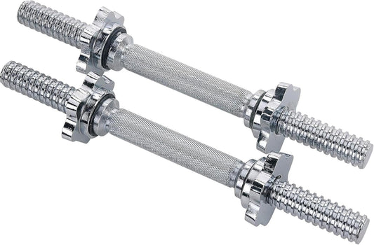 Sunny Health & Fitness 35.5 cm Threaded Chrome Dumbbell Bar Set, Adjustable Dumbbell Bar Handles with Star Lock Collars, Fit 25mm Standard Plates - STDBH-14