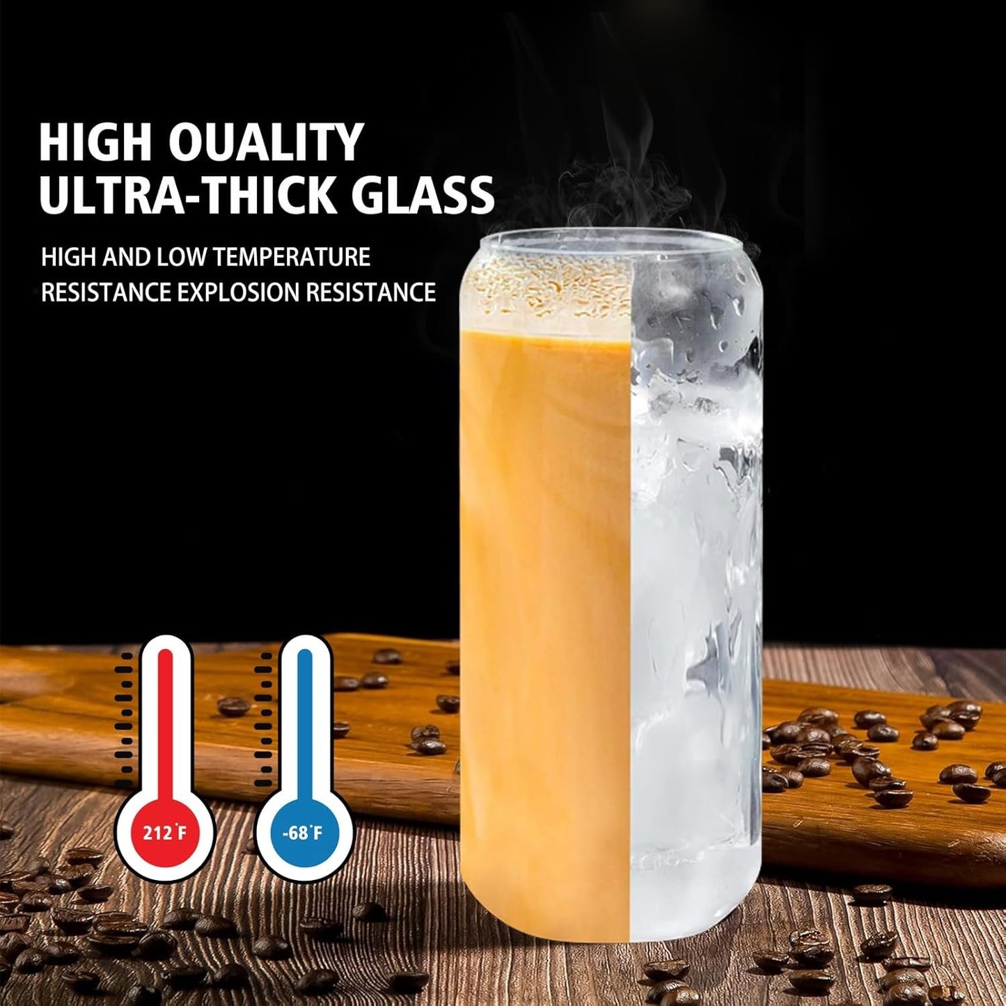 DAMCONME Glass Cups with Lids and Straws,20 Oz Glass Tumbler with Straw and Bamboo Lid for Iced Coffee,Whiskey,Soda,Tall Bottles Suit for Hot and Cold Drinks,Dishwasher Safety,Gifts(2 Brush)