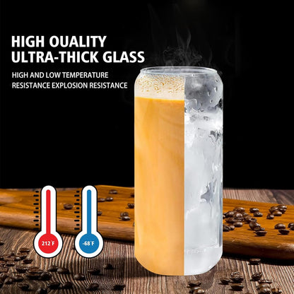 DAMCONME Glass Cups with Lids and Straws,20 Oz Glass Tumbler with Straw and Bamboo Lid for Iced Coffee,Whiskey,Soda,Tall Bottles Suit for Hot and Cold Drinks,Dishwasher Safety,Gifts(2 Brush)