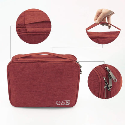 Ruyosn Waterproof Electric Cable Organizer Bag – Double Layer Travel Cable Holder – Organizes Electronic Accessories, Red