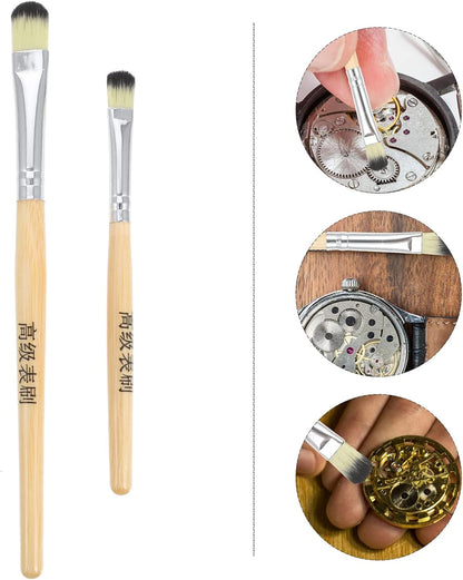 TEMPNAP 2Pcs Part Cleaning Brush for Watch Repair Soft Bristles Watch with Comfortable Handle Essential Accessories for Watchmakers and Repair