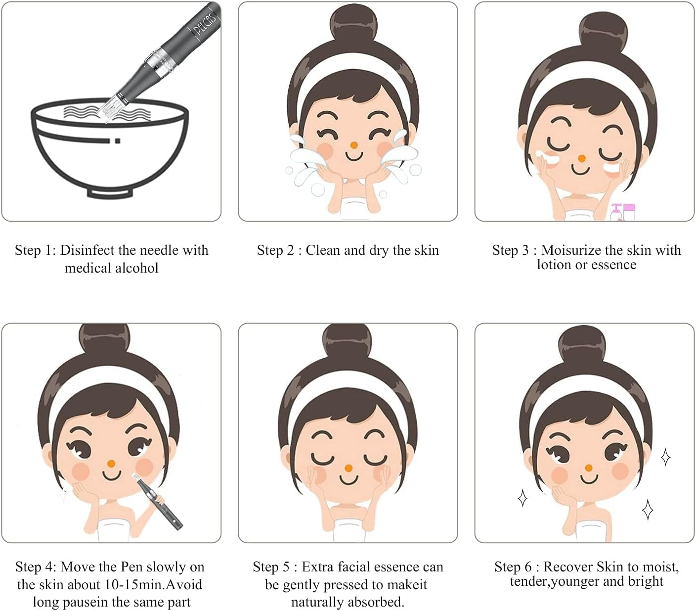 PELCAS Electric Beauty Pen Kit Professional Skincare Pen for Face & Body, Cordless Skin Care Tool at-Home with 24Pcs Replacement Cartridges, Grey