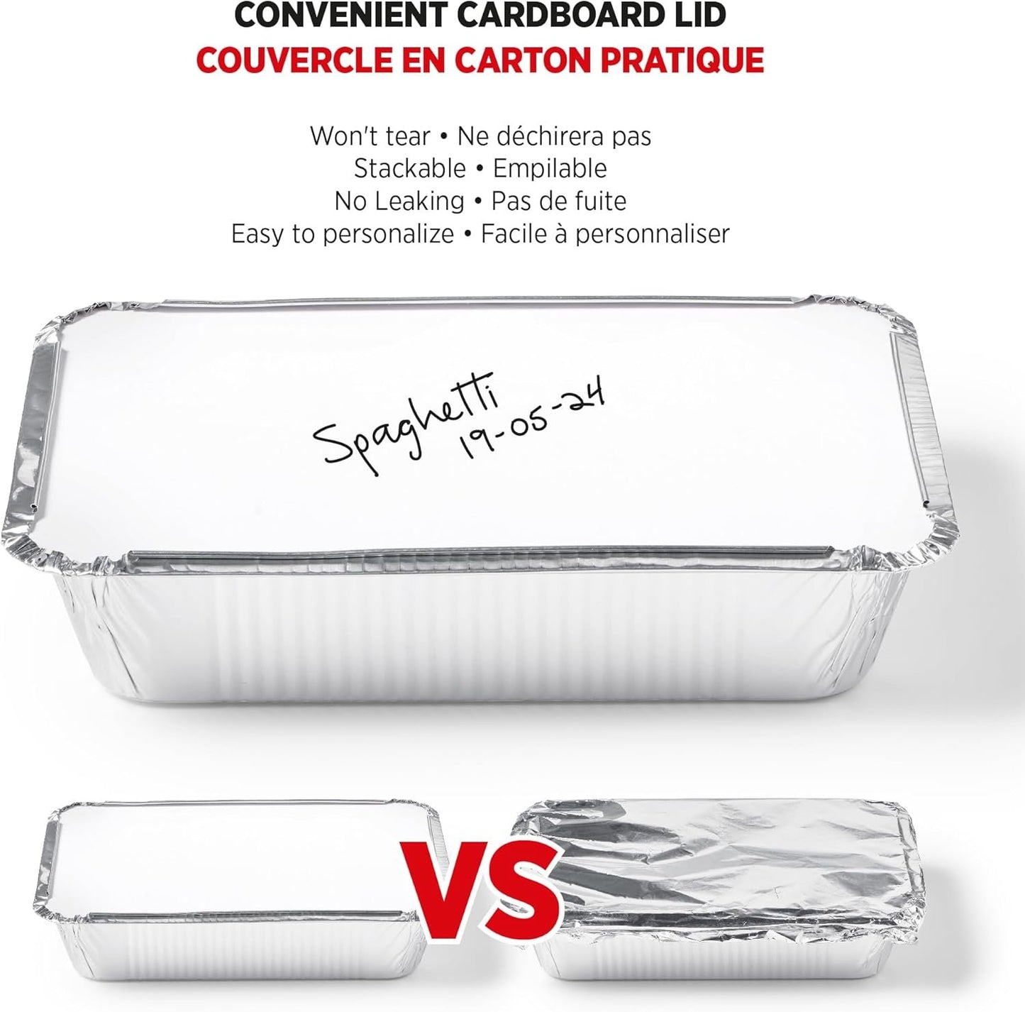 Starfrit (30-Pack) Aluminum Storage Containers with Lids (8.5”x 6”) - 2.25 LB Capacity - Recyclable - Disposable - Oven & Freezer Safe - Perfect for Cooking, Meal Prep & Takeout