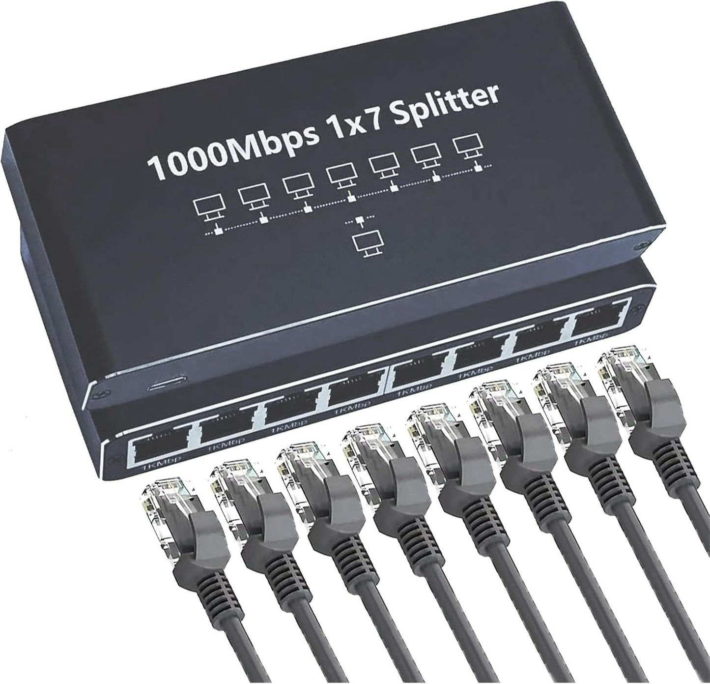Ethernet Hub,8-Port Network Extension | 1000Mbps Adapter, Plug and Play, Portable Extender for Desktop Wall Streaming Home Laptop Outdoor TV