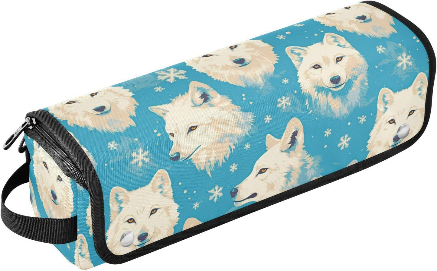 White Wolfs - Borsa da viaggio per attrezzi da capelli blu con cuscinetto resistente al calore, organizer portatile per strumenti per lo styling dei capelli per ferro piatto e accessori per la cura