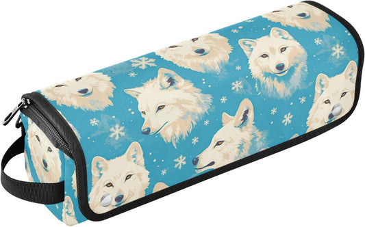 White Wolfs - Borsa da viaggio per attrezzi da capelli blu con cuscinetto resistente al calore, organizer portatile per strumenti per lo styling dei capelli per ferro piatto e accessori per la cura
