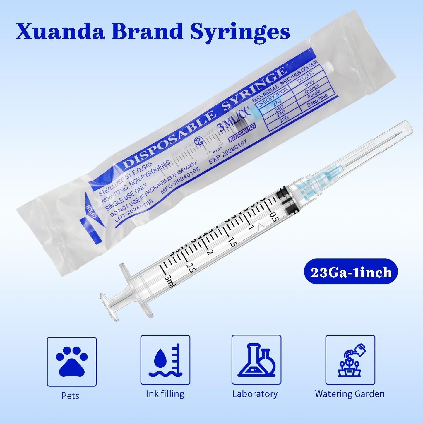Xuanda 25Pack 3ml with 23g Individual Package Suitable for Industrial, Scientific, Measuring, Watering, Pet Feeding, Glue Applicator