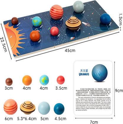 Planet Toys Montessori Wooden Solar System Model, Educational Toys for Kids 3-5, Preschool Learning Puzzle, Space Learning Toy, Planets for Kids