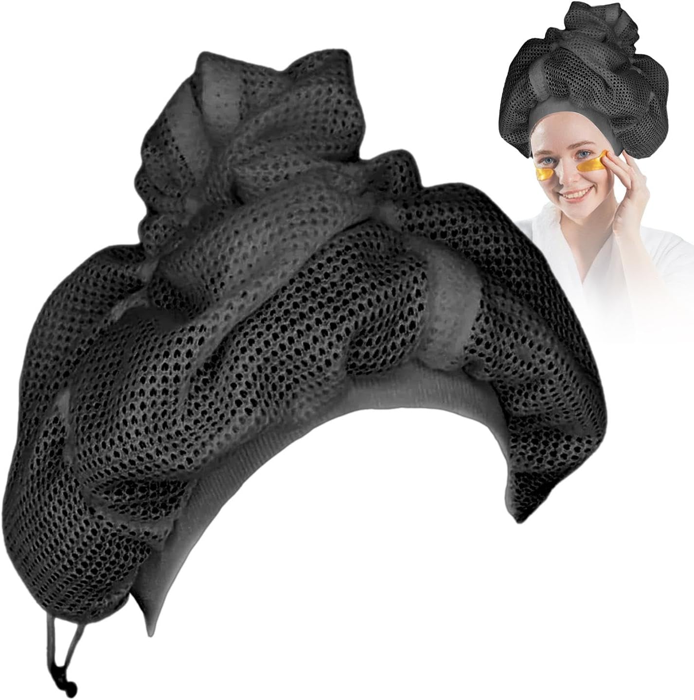 Xeihuul Net Plopping Cap For Curly Hair - Mesh Plopping Hood For Drying Curly Hair, Plopping Hair Hood With Adjustable Drawstring