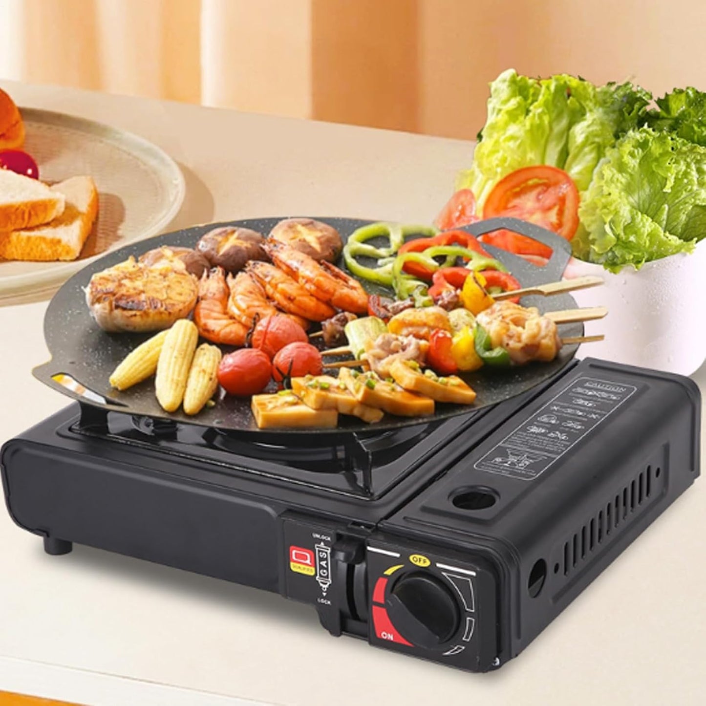 Ungtyb Stove for Camping, Portable Burner, Single Foldable Design, Built-In Piezo Ignition, Compact Outdoor Gear, Travel Cooking Tool, Beach Hiking Adventure Ready for Campfire Use 12.99x10.63x3.35in