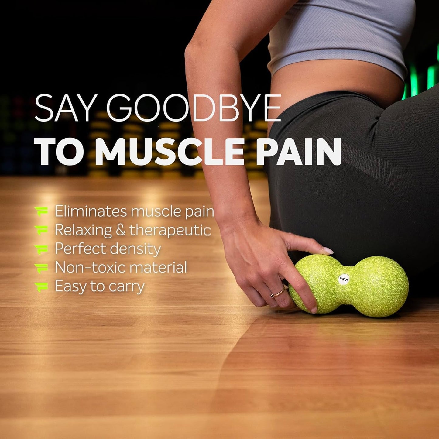 FIZYO Double EPP Massage Ball 16x8cm - Muscle Massager for Back, Neck, Foot and Trigger Point, Physical Therapy, Yoga, CrossFit, Pilates, Recovery and Rehabilitation (Lemon)