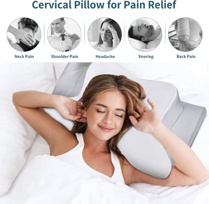 Cervical Neck Pillow Pain Relief - Cooling Side Pillow for Sleep, Ergonomic Memory Foam Pillows for Neck Support, Orthopedic Pillow