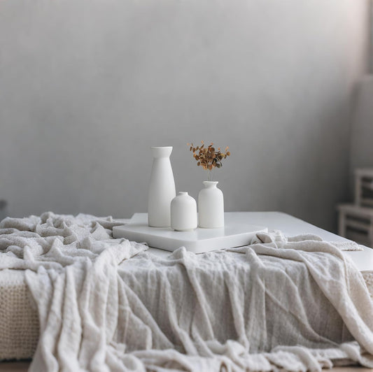 TINCTOTNIC Distressed Ceramic Vase Set of 3, Modern Bohemian Farmhouse Home Decor, Pampas Grass Dried Flowers Vases for Living Room, Dining Room, Bedroom, Kitchen, Bathroom, Office, Entryway (White)