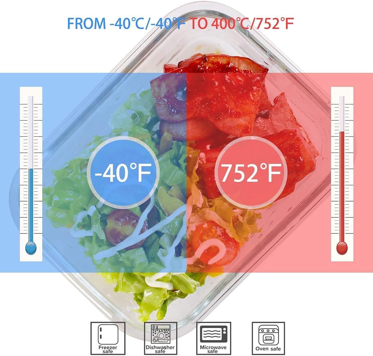 S SALIENT 18 Piece Glass Food Storage Set With Lids, Meal Prep Containers, BPA Free & Leak Proof (9 Lids & 9 Containers)