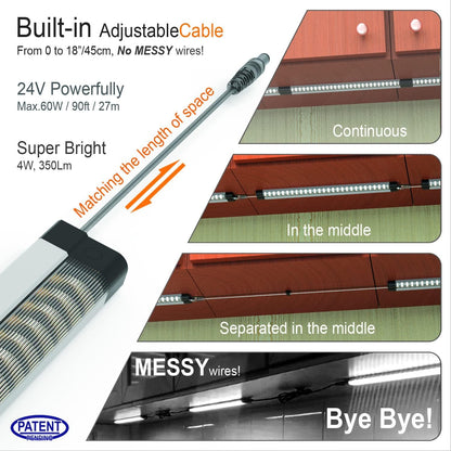 LED light Bar Built-in ADIUSTABLE Cable Under Cabinet Lights No MESSY Wires! Super Bright Kitchen Under Counter Lights 3 Panels 1050Lm 3000K Warm White under cabinet lighting Good for Timer Smart Plug