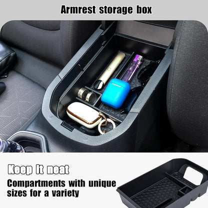 Neepiar 3PCS Center Console Organizer Tray and Armrest Storage Box Compatible with Toyota RAV4 2019-2022 2023 2024 2025 Dash Storage Tray Interior Accessories-Not for New 10.5'' Multimedia Display