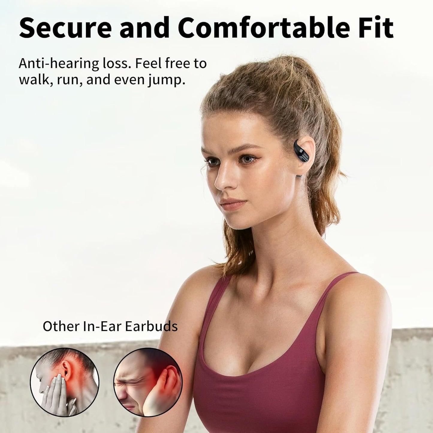 BUGANI Open Ear Headphones, Bluetooth 5.2 Wireless Headphones with Microphone, ENC Clear Talk, Immersive Stereo Sound, Fast Charging, 32H Playtime, Waterproof Sport Earbuds for Running.