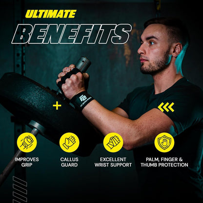 Fit Active Sports New Ventilated Weight Lifting Gloves with Built-in Wrist Wraps - Gym Workout for Pull Ups, Weightlifting, Men & Women