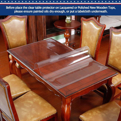 Thick Furniture Table Protector Clear Plastic Tablecloth Mat Wipeable Easy to Clean Protective Desk Cover Eco PVC Clear Vinyl Coffee Dining Tabletop Water Resistant Protection Pad Mat 40 X 72 Inch