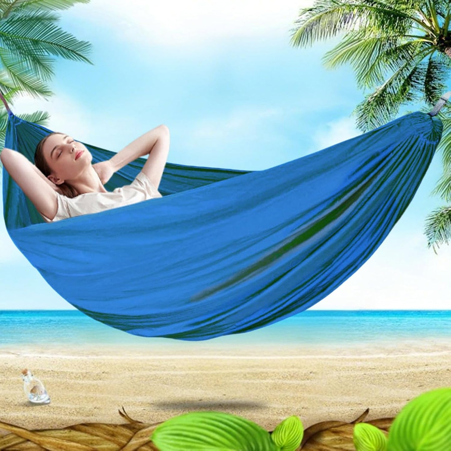 Hammock for Camping,Folding Travel Hammock Camping Supplies | Portable Outdoor Gear with 2 Tree Straps & Bag, Travel Accessories Survival Gear for Hiking