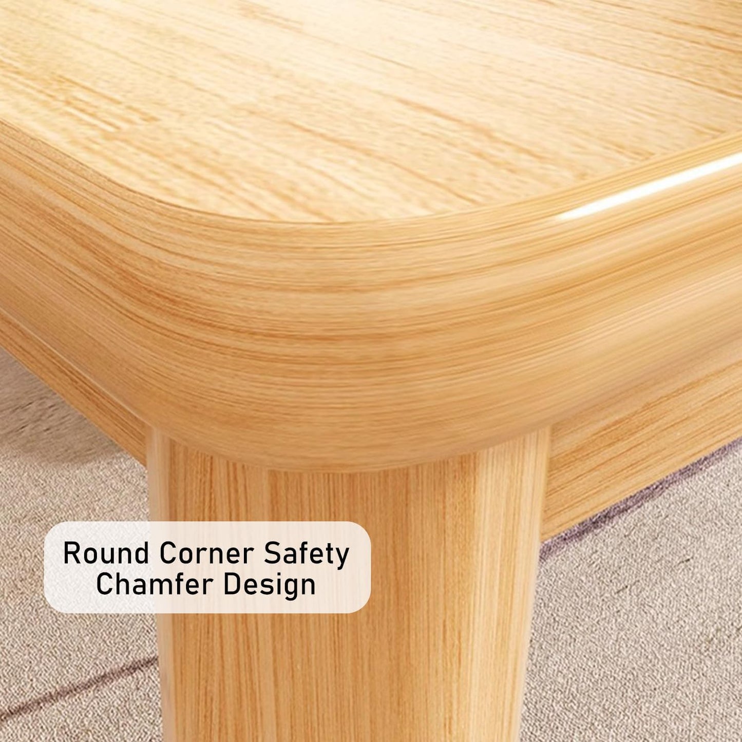 Uandhome Modern Rectangular Dining Table for 4-6 People, Wooden Legs, 120 * 55 * 75cm