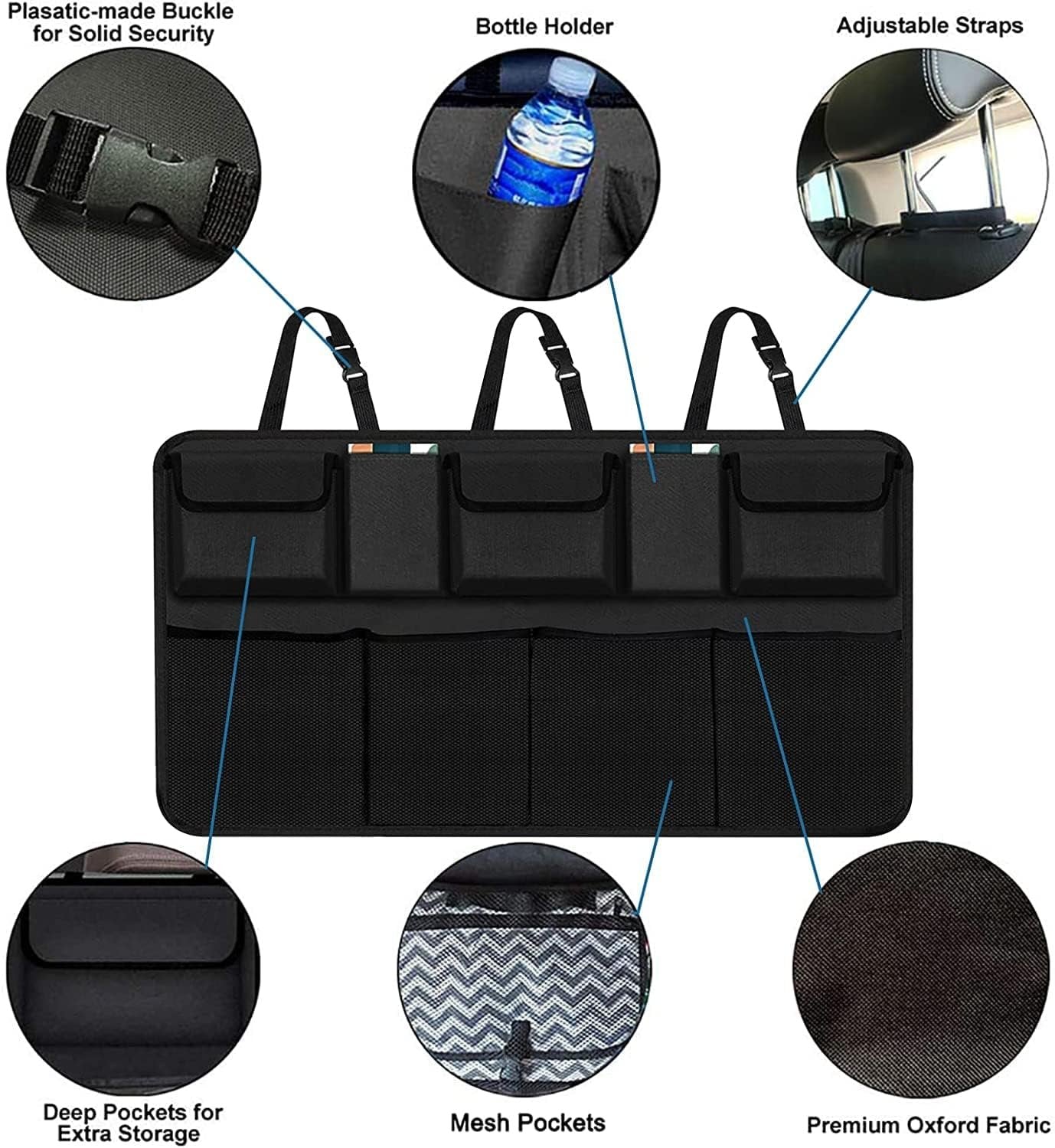 Car Trunk Organizer, Backseat Hanging Organizer with 9 Large Storage Bag -Trunk Organizer for SUV,Truck,Van-Free Your Trunk Space (9bag)