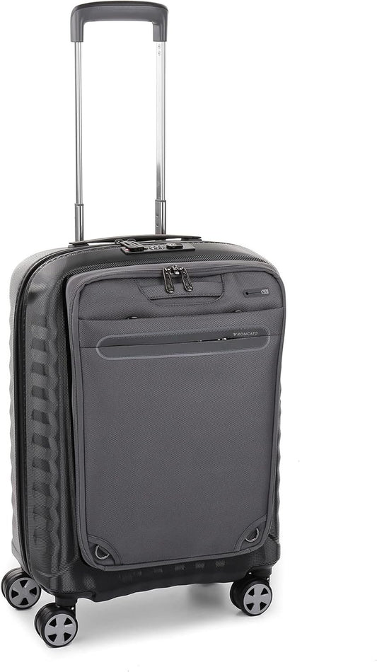 RONCATO Double Premium Expandable Cabin Trolley with Pocket/Backpack for Laptop, anthracite, Hand Luggage