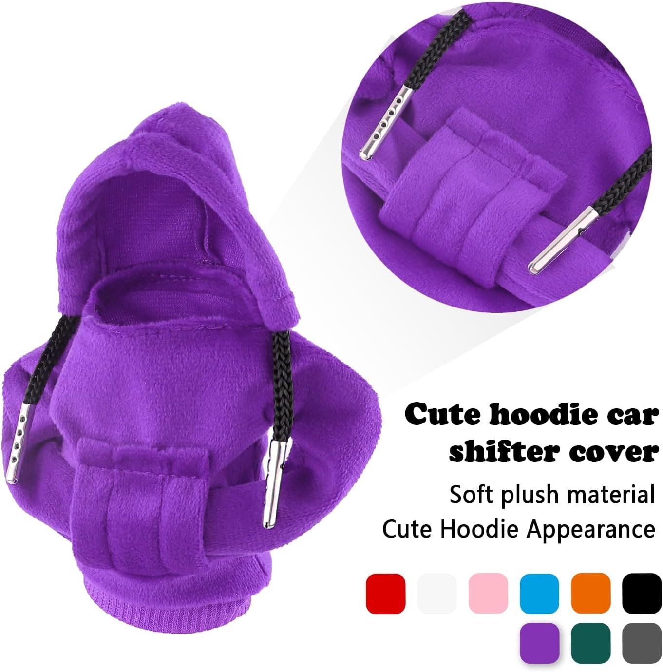 Car Gear Shift Cover,Cute Gear Shift Knob Hoodie for Car Decorations & Protections,All Seasons Universal Car Accessories Interior Shifter Cover Fits Car Truck SUV (Purple)