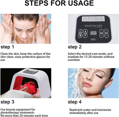 7 Color LED Light, LED Face Mask Skin Rejuvenation PDT Facial Skin Care Mask Skin Tightening Lamp SPA Face Device Beauty Salon Equipment Anti-aging Remove Wrinkle