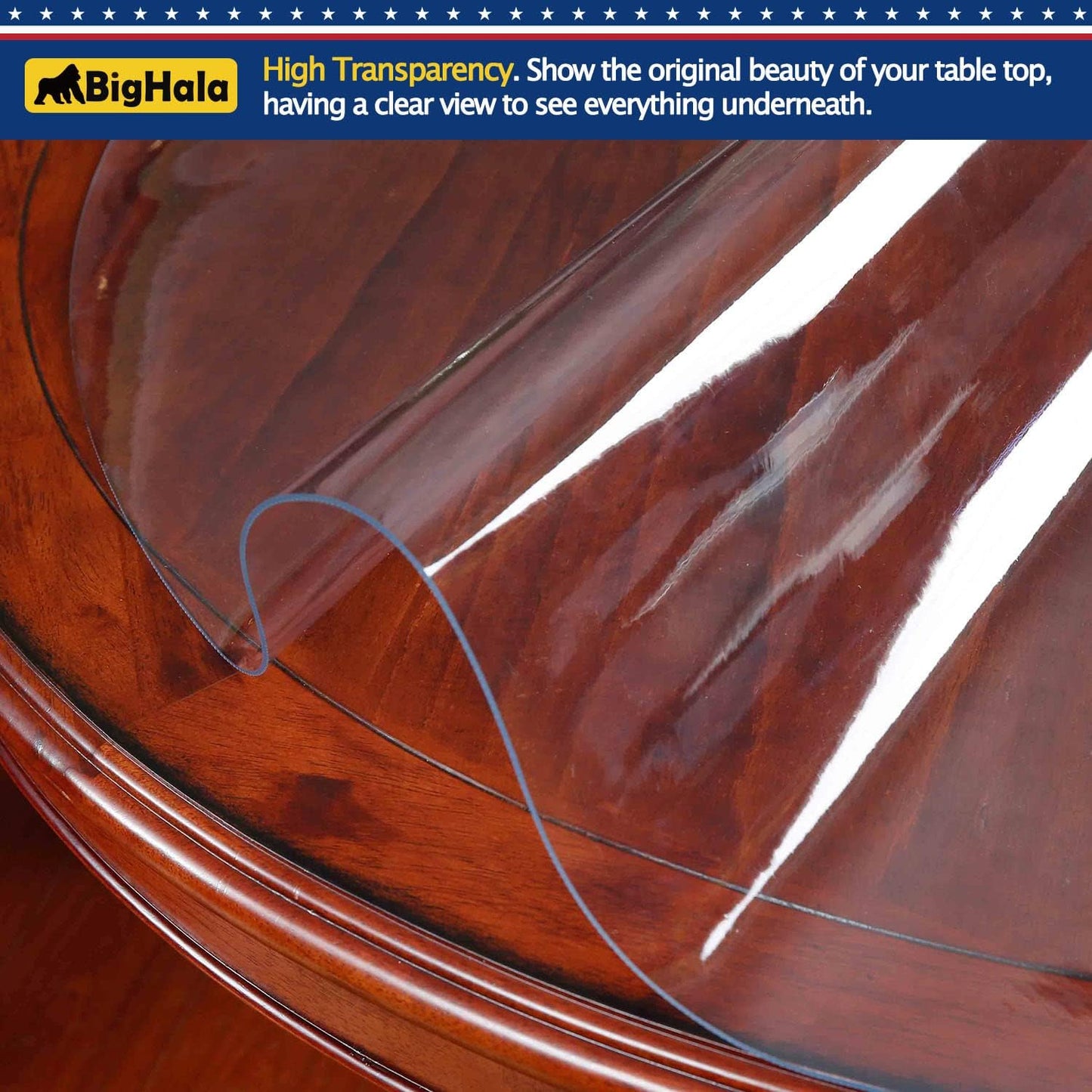 Round Clear Plastic Table Protector Cover Pad Thick Wipeable PVC Vinyl Tablecloth Furniture PVC Protective Desktop Liner Cover Waterproof Dining Tabletop Protection Desk Top Pad 36 Inch Diameter Round