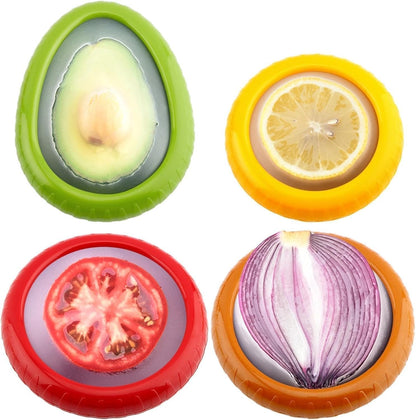 Nawchedo Silicone Fruit and Vegetable Storage Containers for Fridge, Onion Storage Container, Avocado keeper,Tomato Saver, Lemon holder Set of 4- Ideal for Garlic, Onions, Lemons and Potatoes