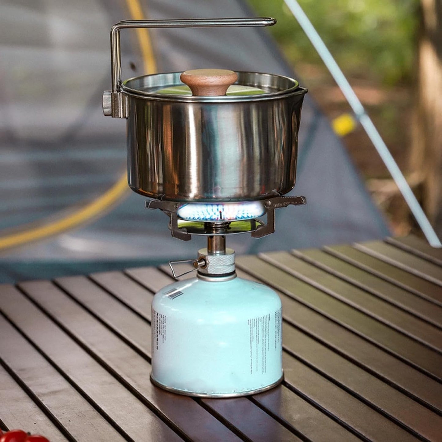 Camping Stove, Canister Stove Backpacking, Foldable Hiking Gear, Compact Design, Easy Heat Control, Windproof Performance, Portable Setup, for Outdoor Travel, 17x7cm/6.69x2.76 inches