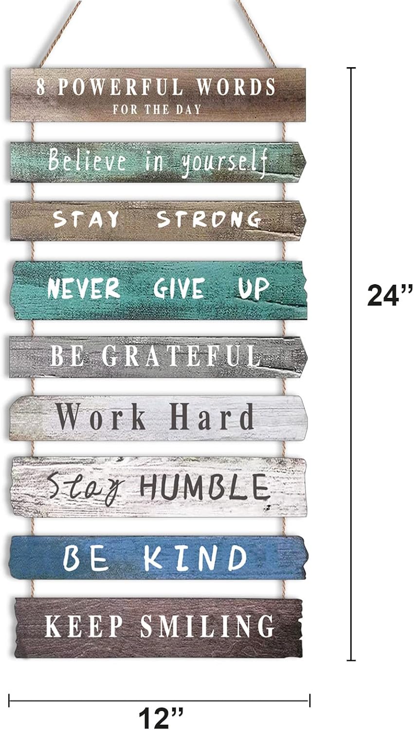 Joyhawk Rustic Inspirational Wall Art Decor, Wooden Hanging Motivational Quotes Wall Art for Home Office, Living Room, Bedroom, Bathroom, Classroom, Gym 12"x24"