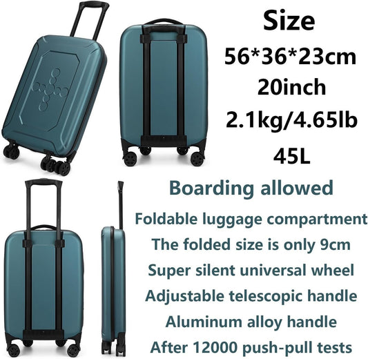 Travel Big Size Luggage Bag Folding Clothes Storage Carry-on, Expandable Carry on Luggage for Airplanes, 20 Inch Suitcases (White,20 inch)