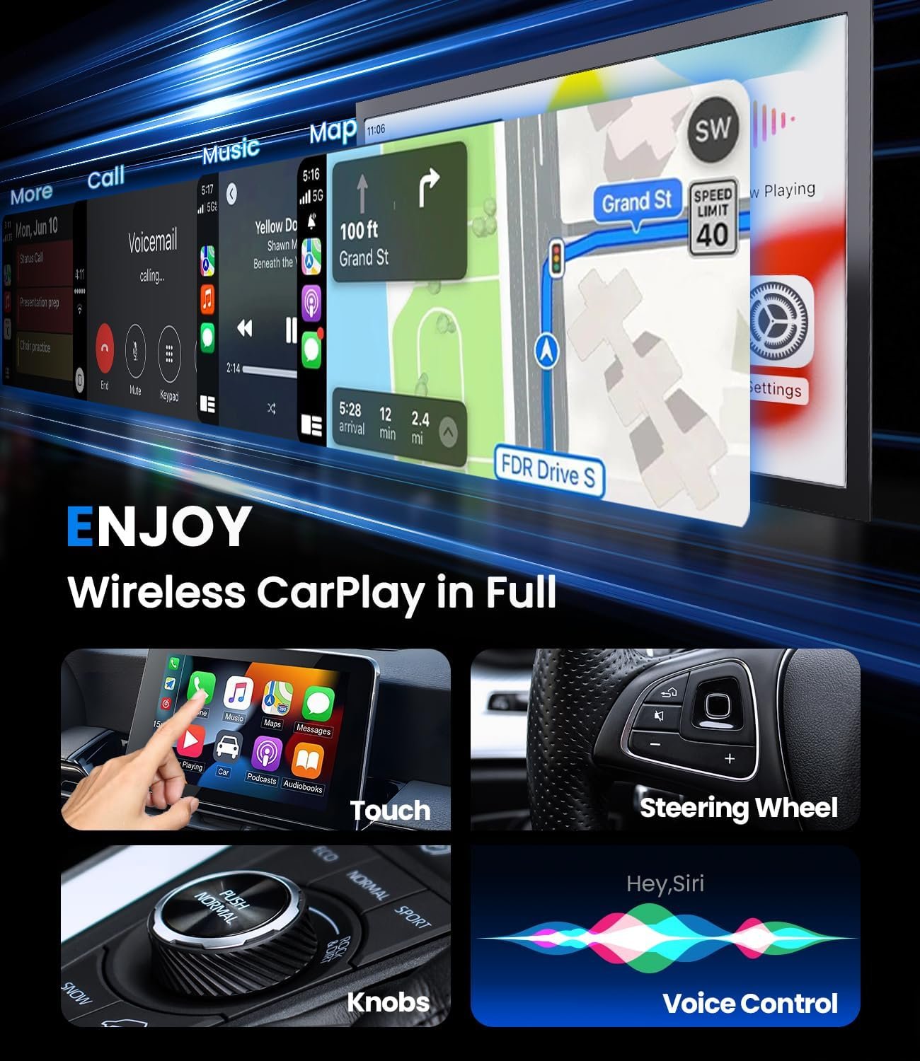 Teeran Wireless CarPlay Adapter 2025 Upgrade Wired CarPlay to Wireless, Mini USB Design for Cars with Built-in Wired Apple CarPlay Seamless Use Fast Stable Connection Car Play Dongle for iPhone
