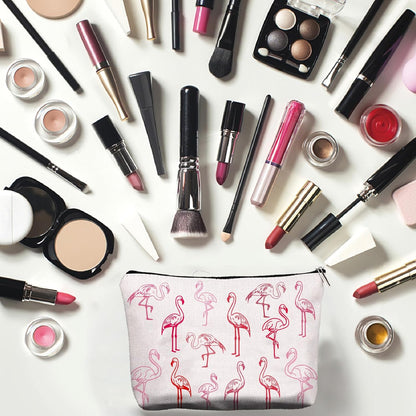 CREATCABIN Flamingo Makeup Bags Pink Cosmetic Pouch Zipper Pouches Pencil Case Polycotton Toiletry Bag Travel Organizer Bag Accessories Gifts Mom Girlfriend Wife Teacher 25 x 18 cm