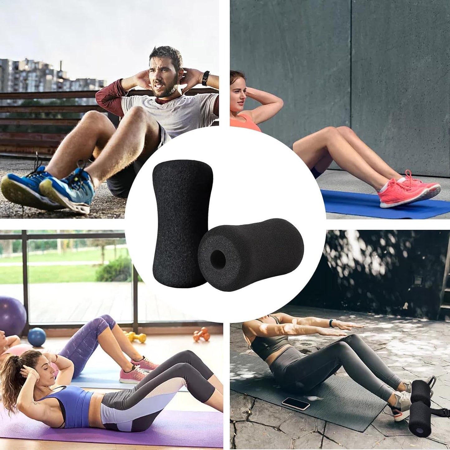 Foam Foot Pads, 4 Pack Roller Buffer Black Tube Covers, Home Gym Accessories for Comfort and Support, Fitness Gear for Exercise Machines, Leg Extensions, and Workouts