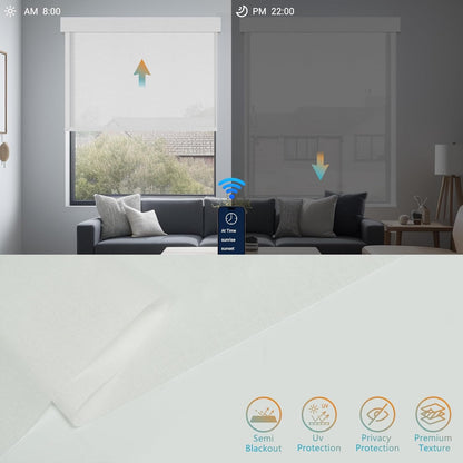 Blindify Motorized Blinds with Remote, Light Filtering Smart Roller Blinds Compatible with Apple Homekit Google Home and Alexa, Automatic Window Blinds Customize, White