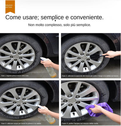 Tire Brush, Car Detailing Wheel Brush, 9.06 Inches Lightweight Round Head Antifreeze Handle, Vehicle Wash Tool for Motorcycles Minivans Sedans Rvs Cleaning, Black