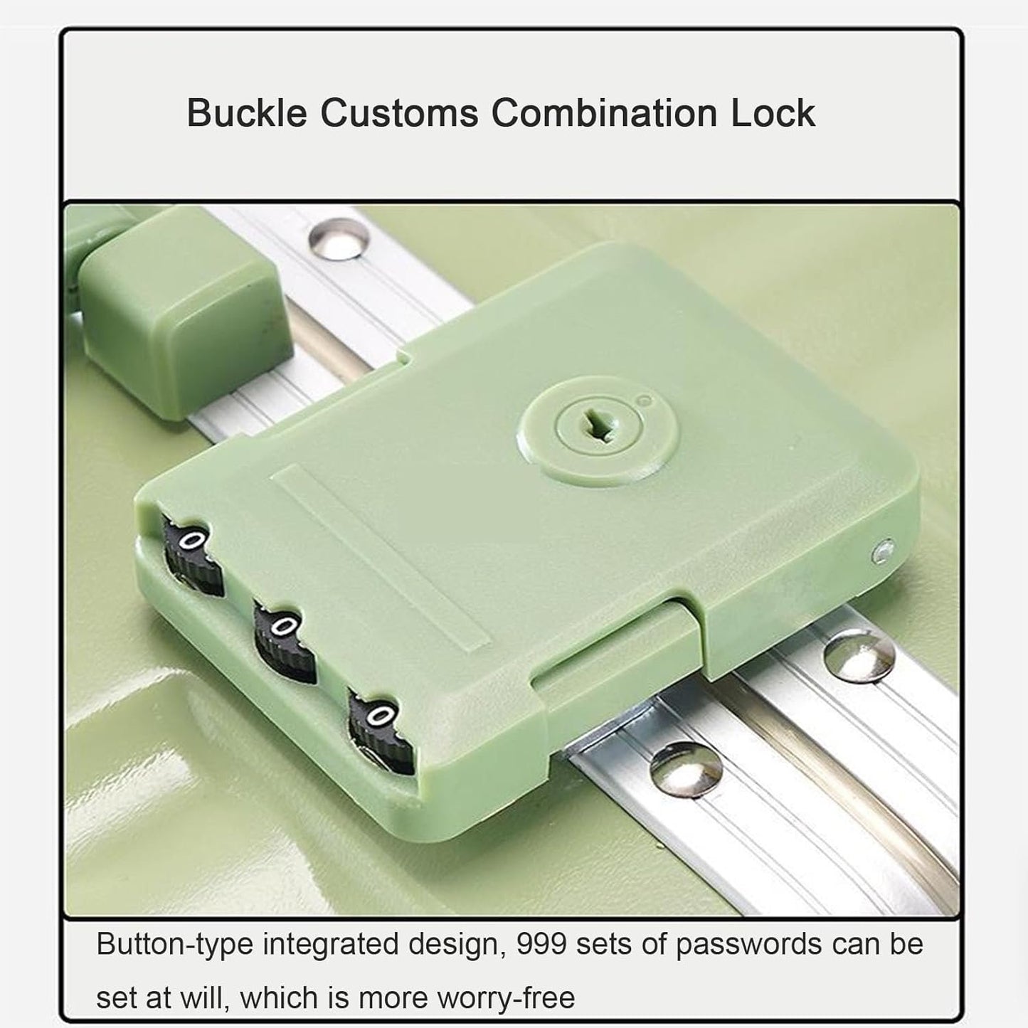 SUCADA Bagaglio a mano con porta di ricarica USB, lucchetto a combinazione TSA, valigia con telaio in alluminio (green 20 inches)
