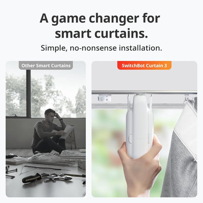 SwitchBot Smart Automatic Curtain Opener - Bluetooth Remote Control with App/Timer, Upgraded Performance Motor, Add SwitchBot Hub to Make it Work with Alexa, Google Home, HomeKit(Curtain 3, U Rail)