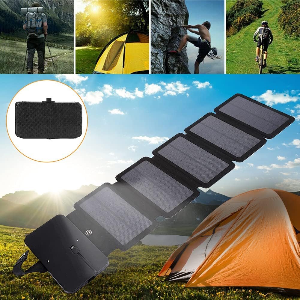 Topyond Solar Power Bank 25000mAh Foldable Solar Panel Charger, USB Portable Battery Pack with Solar Charging for Camping Hiking Travel