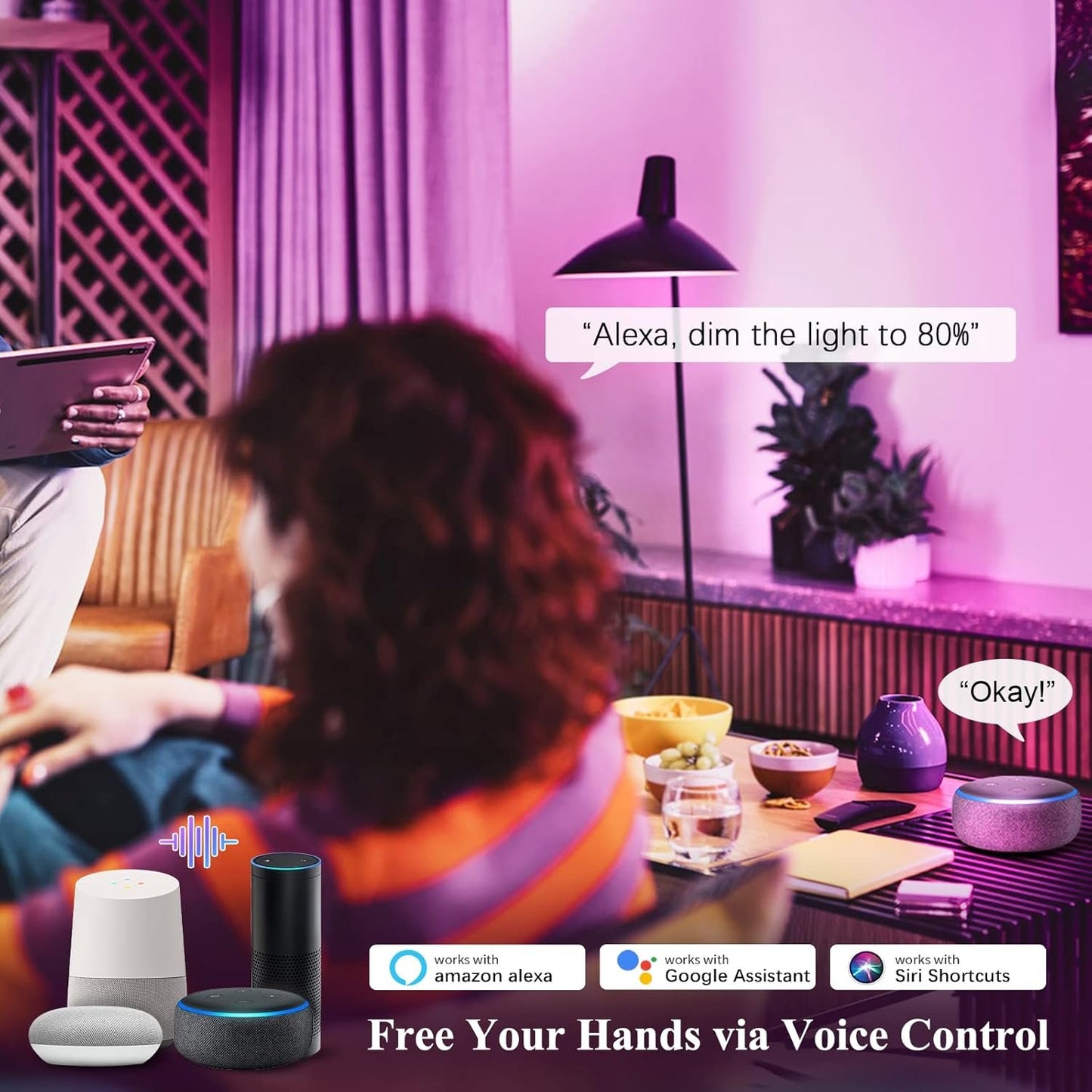 DiCUNO Smart Bulbs, E27 LED Edison Bulbs ST64, Dimmable WiFi Light, Compatible with Alexa or Google Assistant, 5W (50W Equivalent), 450LM, 100-240V, 2700K-6500K, No Hub Required